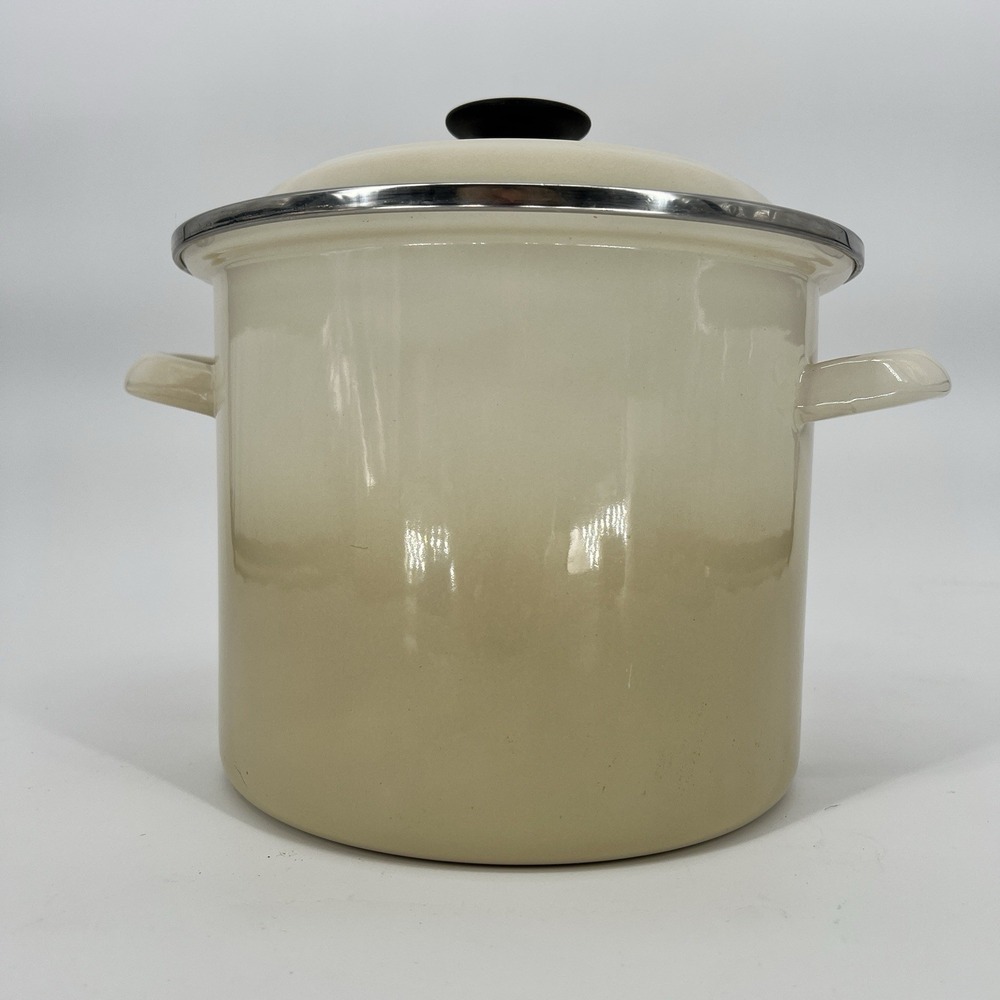 Le Creuset Meringue Stock Pot w/ Lid 10 Qt (Approx) Enameled Steel 10" Diameter